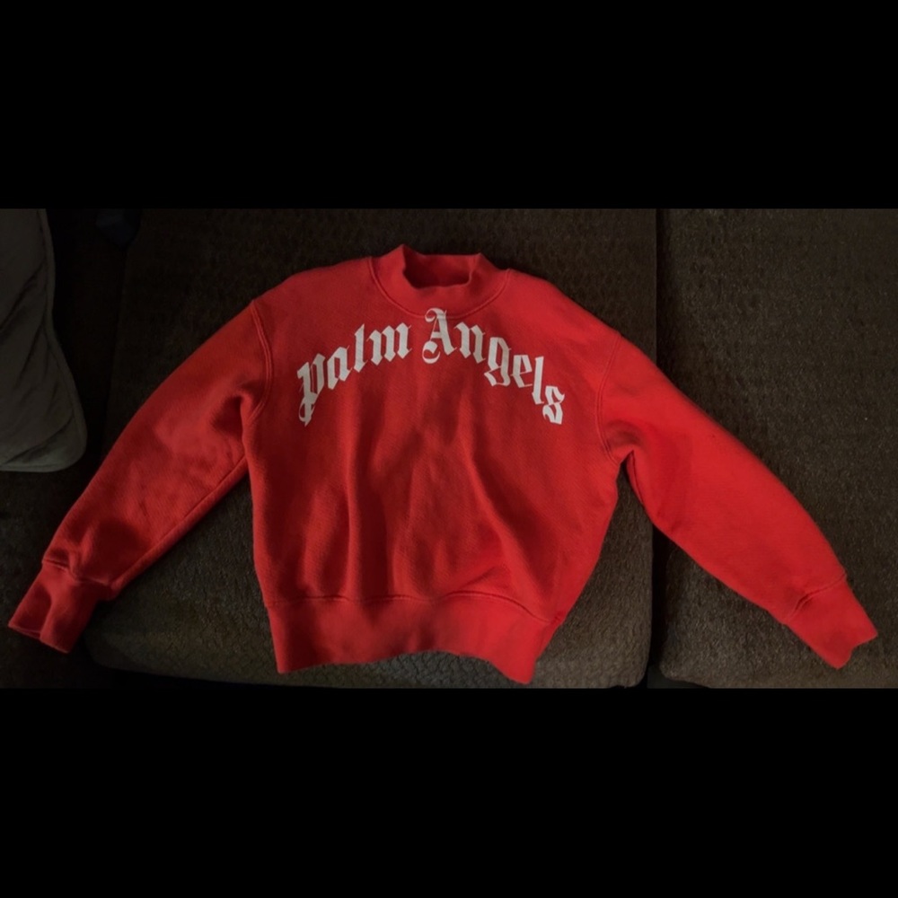 Palm angels pull over red and white. 4 years toddler. Lightly worn.